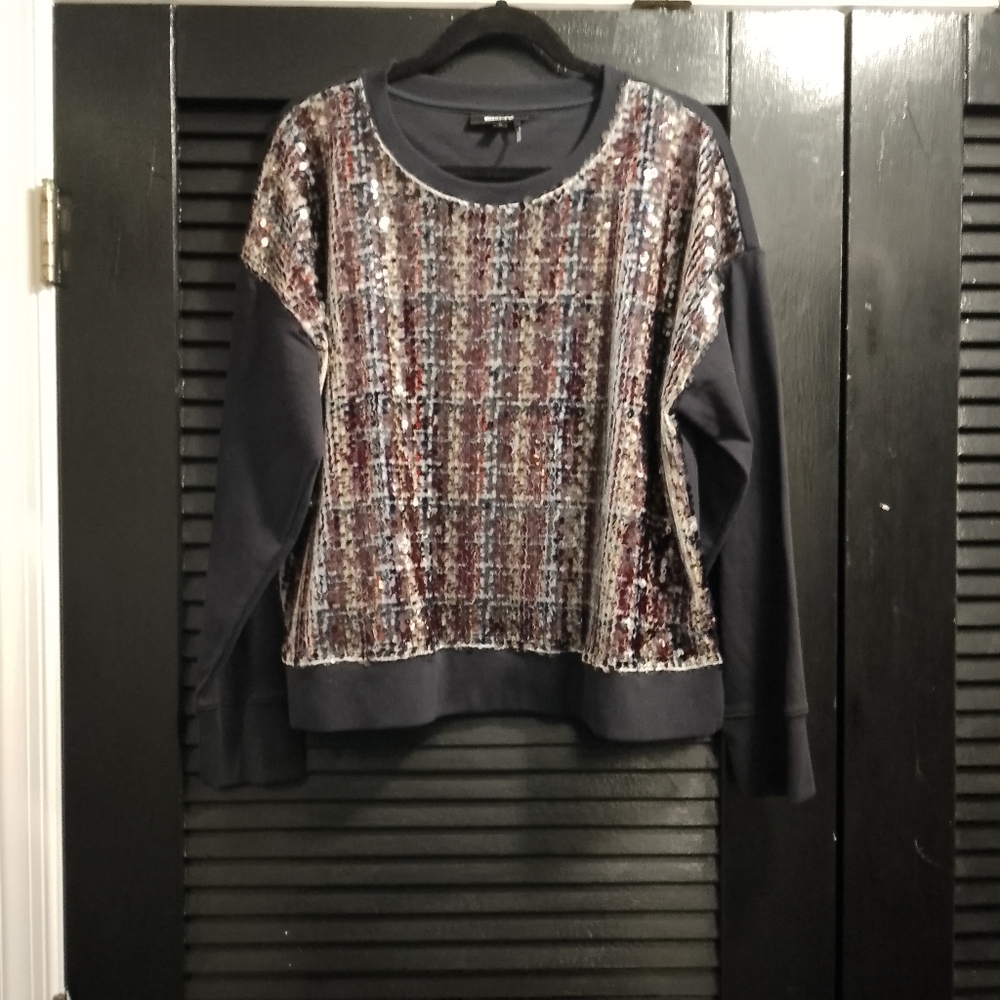 DKNY Black and Silver Sequin Sweater